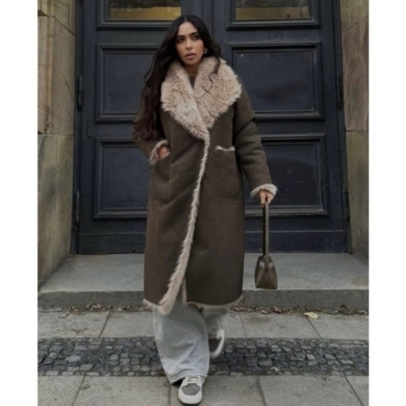 ZARA REVERSIBLE DOUBLE-FACED FAUX FUR COAT - Picture 9 of 14